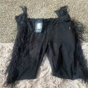 All you need fringe mesh leggings